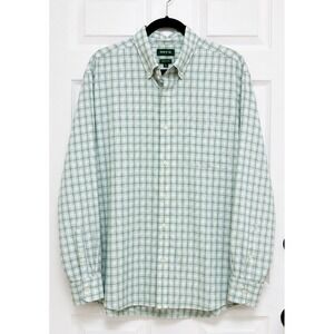 Orvis Mens XL Green Check Plaid Long Sleeve Button Down Shirt Preppy Outdoor